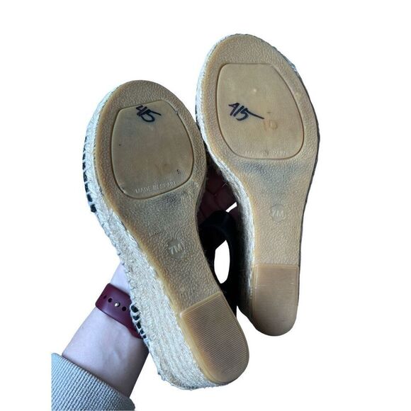 VINCE Espadrille Wedges Black Leather Sandals size 7 - Picture 2 of 11